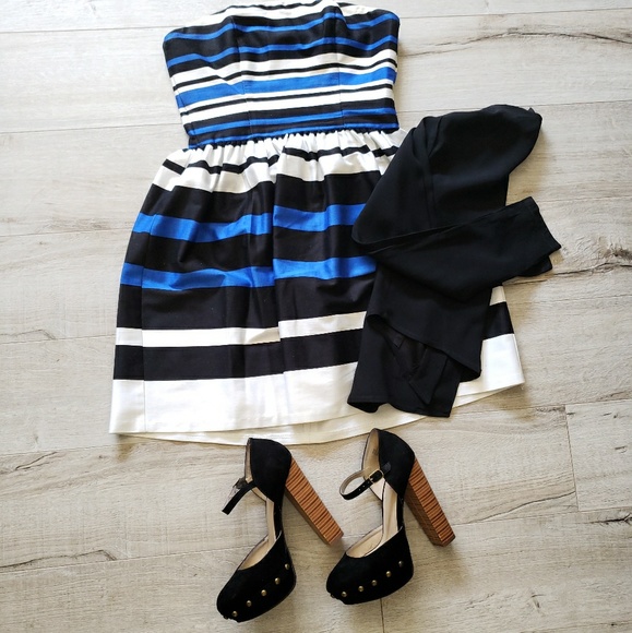 Strapless little blue/white/black dress - Picture 8 of 8